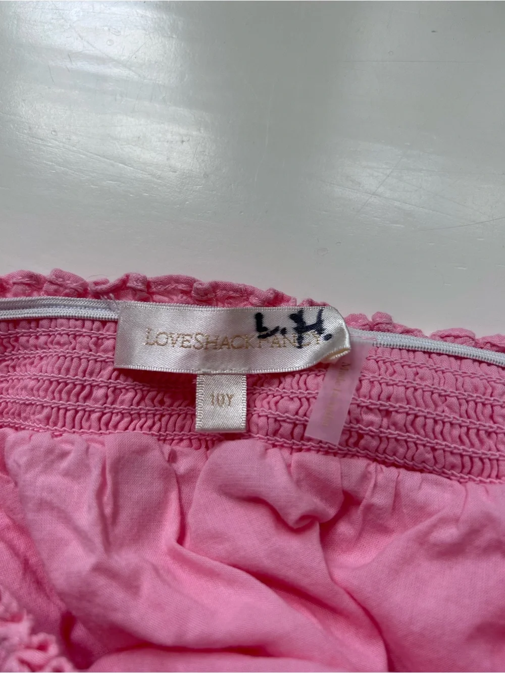 LoveShackFancy Girls Pink Smocked Ruffle Set - Picture 6 of 7